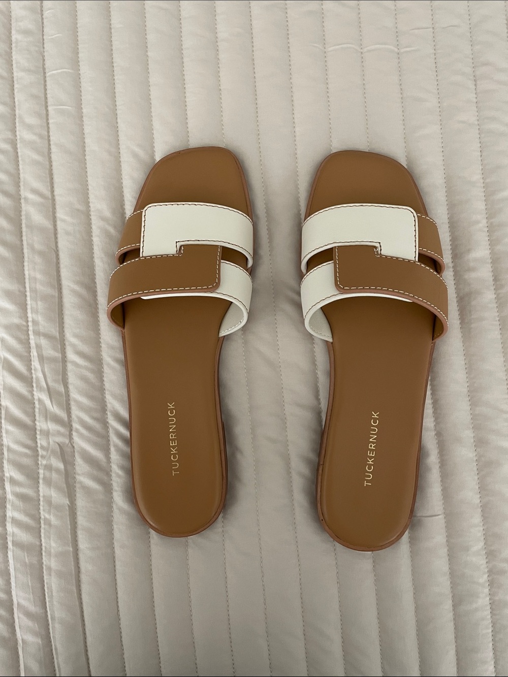 Tuckernuck Cognac and White Leather Muse Sandals - Picture 1 of 3